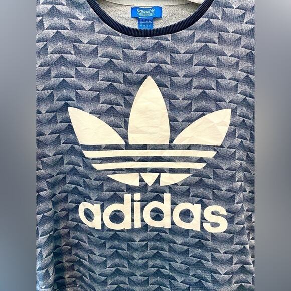 ADIDAS | Originals Chevron Trefoil Logo Tee Shirt Blue Graphic | Small - Picture 4 of 6